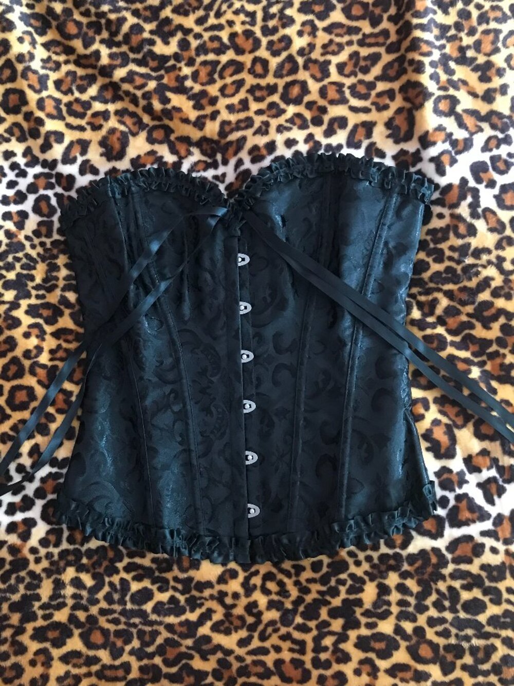 SHEIN Black Ruffle Trim Corset